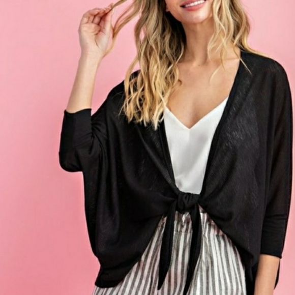 Sweaters - Front Tie Loose Fit Cardigan